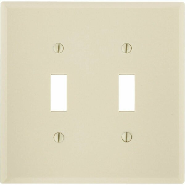 Leviton 2-Gang Plastic Oversized Toggle Switch Wall Plate, Ivory 001-86109